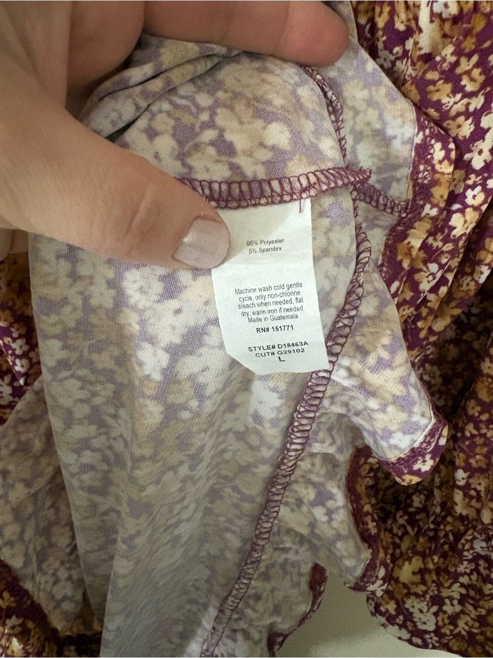 Gilli Stitch Fix Women's Large Burgundy Yellow Floral Long Sleeve Boho Dress - Picture 6 of 10